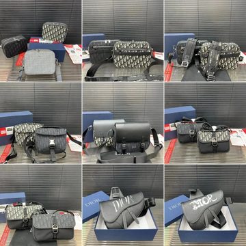 Collage of grey and black small messenger and saddle-shaped cross-body bags